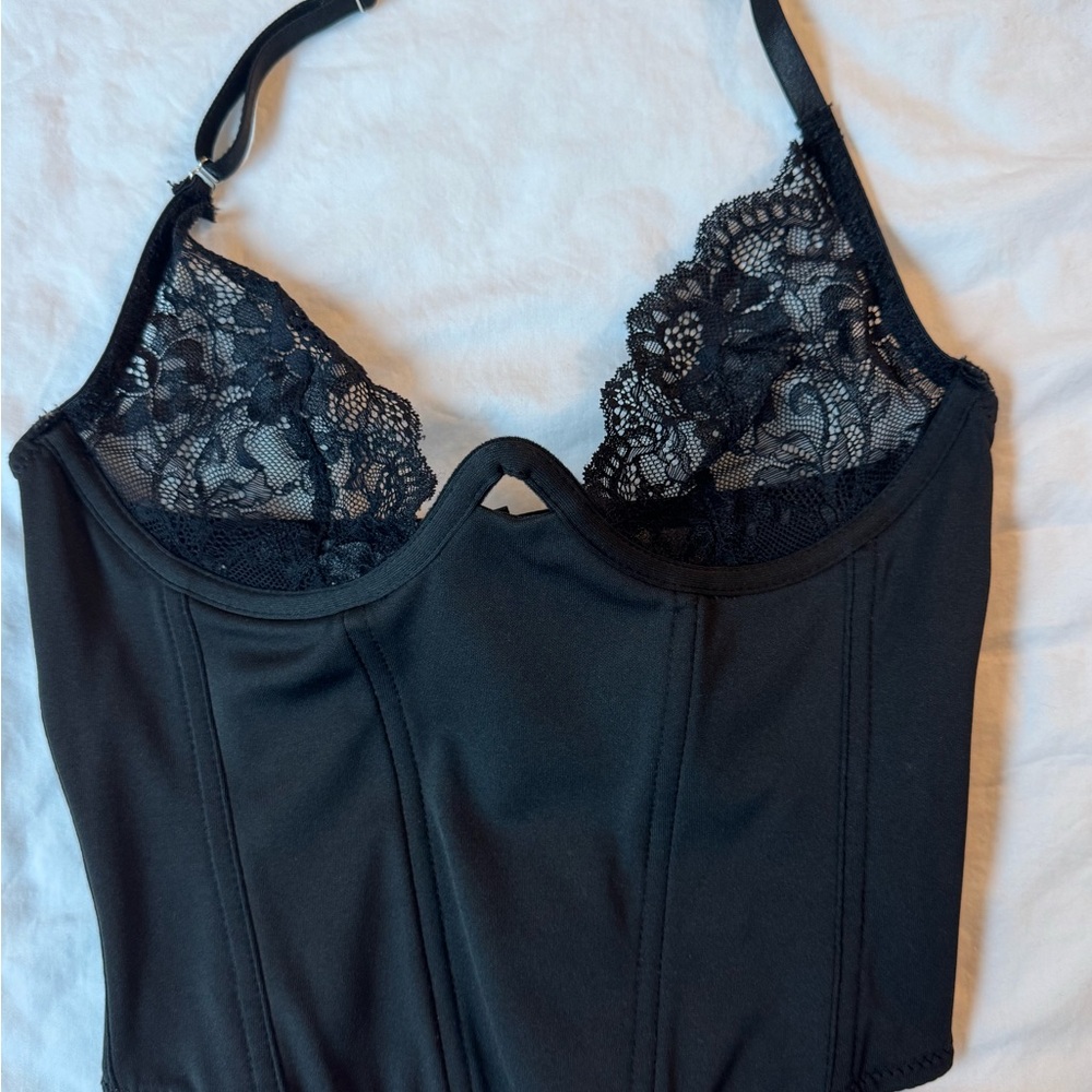 SHEIN Black Lace Detail Bustier